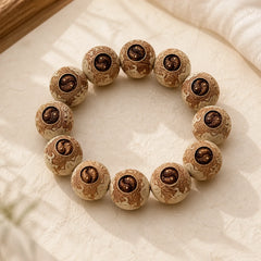 Camphor Wood Yin Yang Ox Engraved Clarity Bracelet featuring Camphor Wood, Yin Yang Symbol
