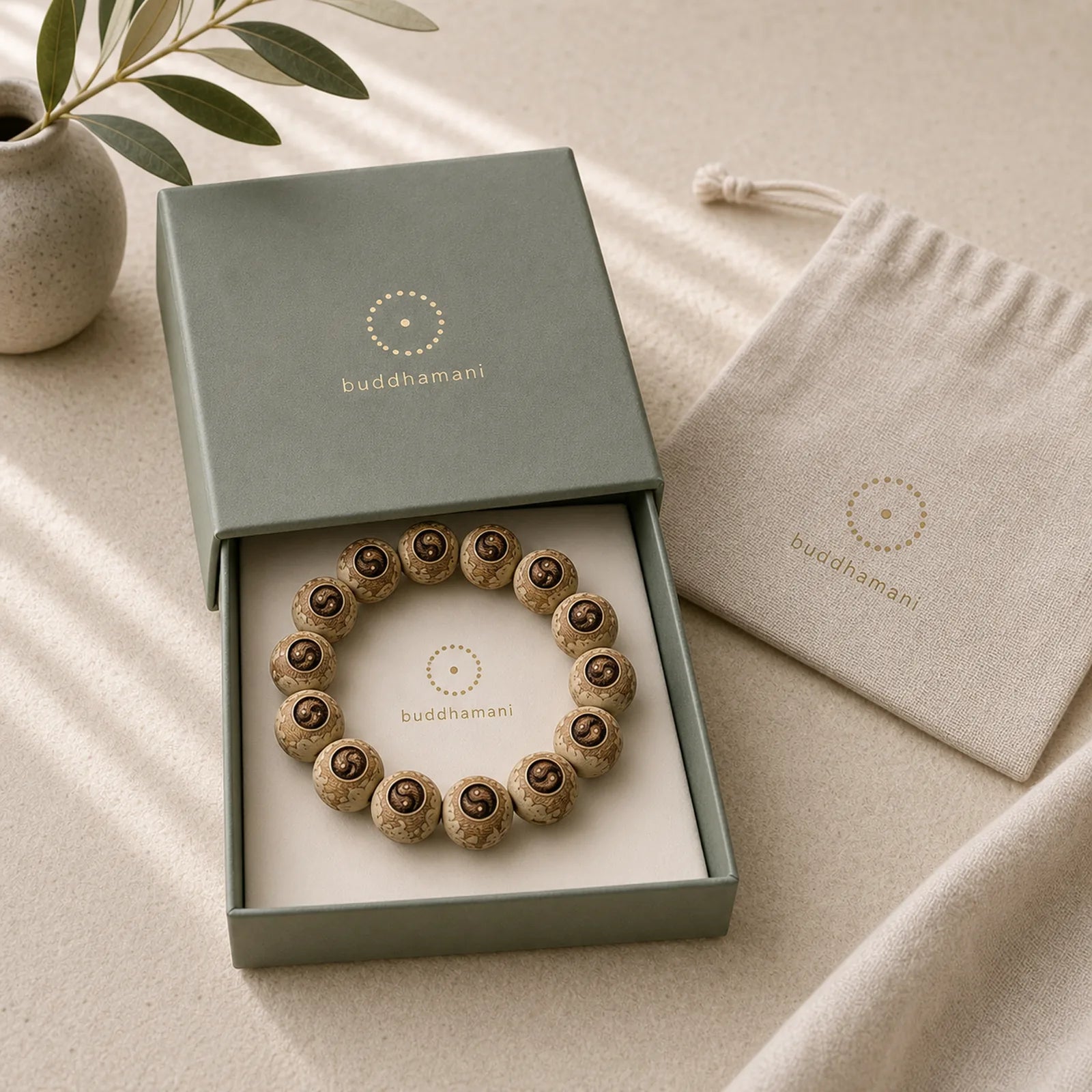 Camphor Wood Yin Yang Ox Engraved Clarity Bracelet featuring Camphor Wood, Yin Yang Symbol