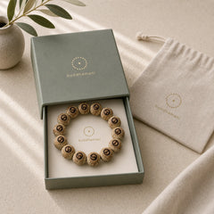 Camphor Wood Yin Yang Ox Engraved Clarity Bracelet featuring Camphor Wood, Yin Yang Symbol