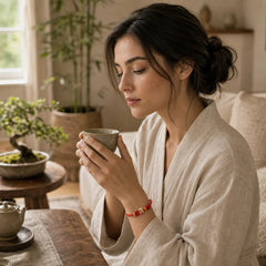 Cat Copper Red String Luck Bracelet featuring Copper, Red String