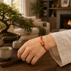 Cat Copper Red String Luck Bracelet featuring Copper, Red String