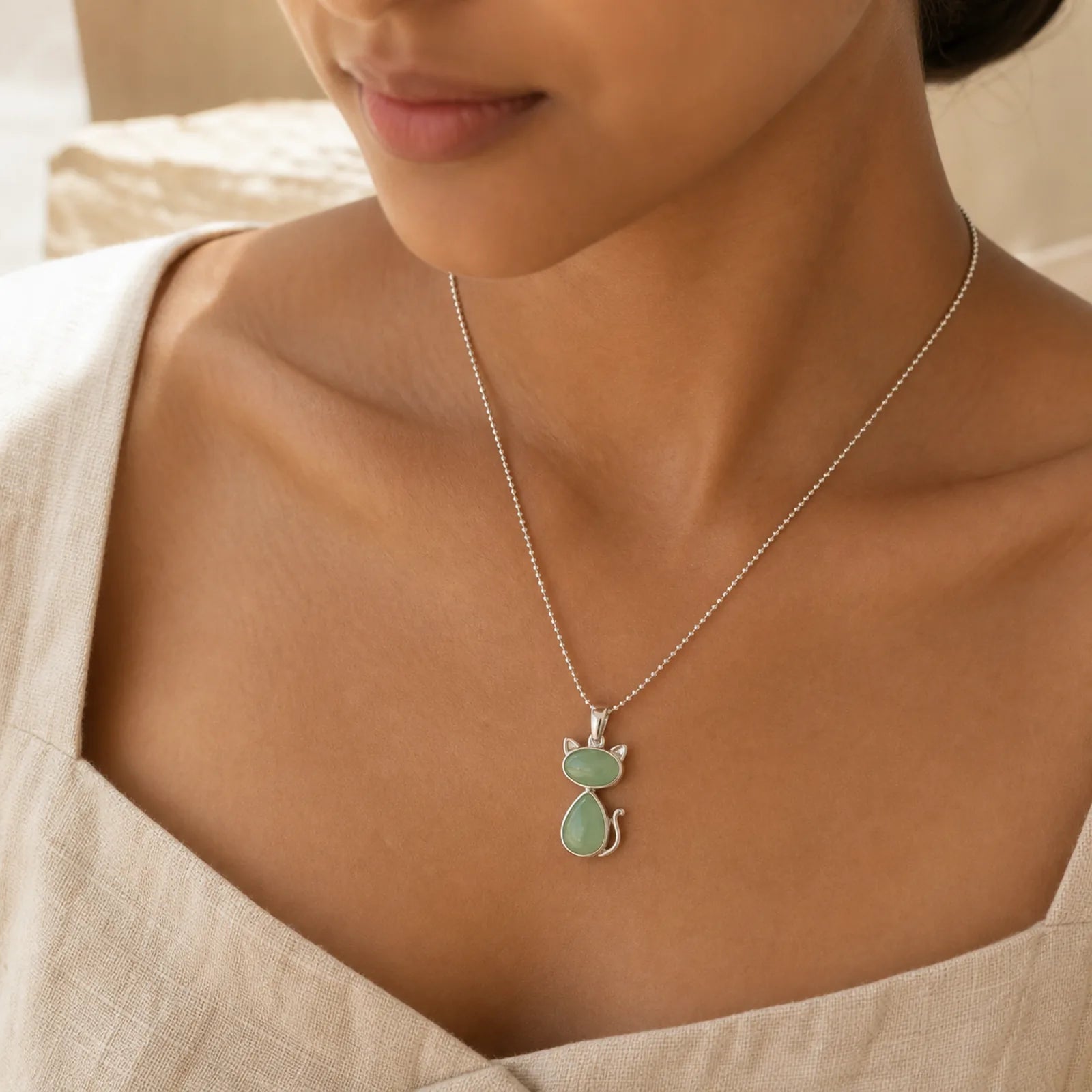 Cat Pattern Natural Crystal Protection Necklace Pendant (Extra 35% Off | USE CODE: FS35) featuring Green Aventurine, Amethyst, Red Agate