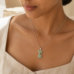 Cat Pattern Natural Crystal Protection Necklace Pendant (Extra 35% Off | USE CODE: FS35) featuring Green Aventurine, Amethyst, Red Agate