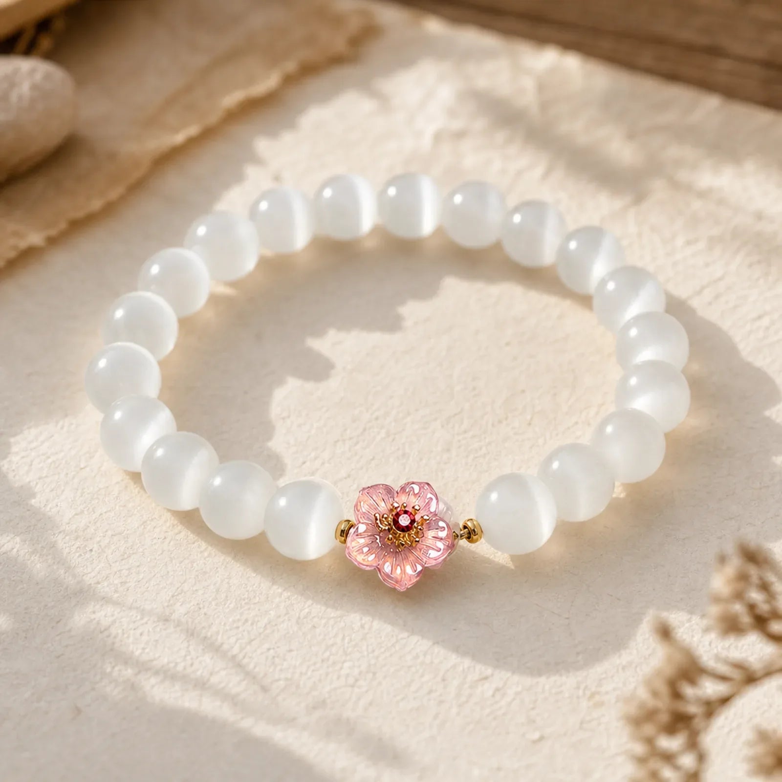 Cat's Eye Chrysoberyl Flower Love Bracelet featuring Cat's Eye / Chrysoberyl