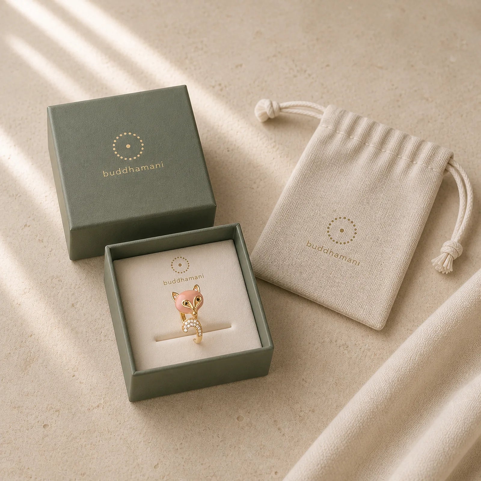 Cat's Eye Copper Fox Love Ring featuring Cat's Eye / Chrysoberyl, Copper