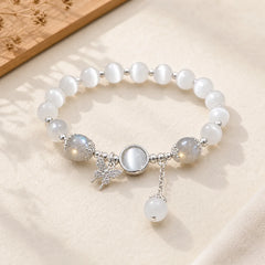 Cat's Eye Moonstone Butterfly Star Charm Support Bracelet featuring Cat's Eye / Chrysoberyl, Moonstone, Butterfly