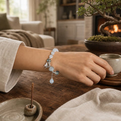 Cat's Eye Moonstone Butterfly Star Charm Support Bracelet featuring Cat's Eye / Chrysoberyl, Moonstone, Butterfly