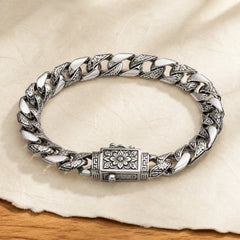 Chain Copper Tang Dynasty Flower Design Braided Luck Cuban Bracelet featuring Copper, Tang Dynasty Flower Design, Lotus