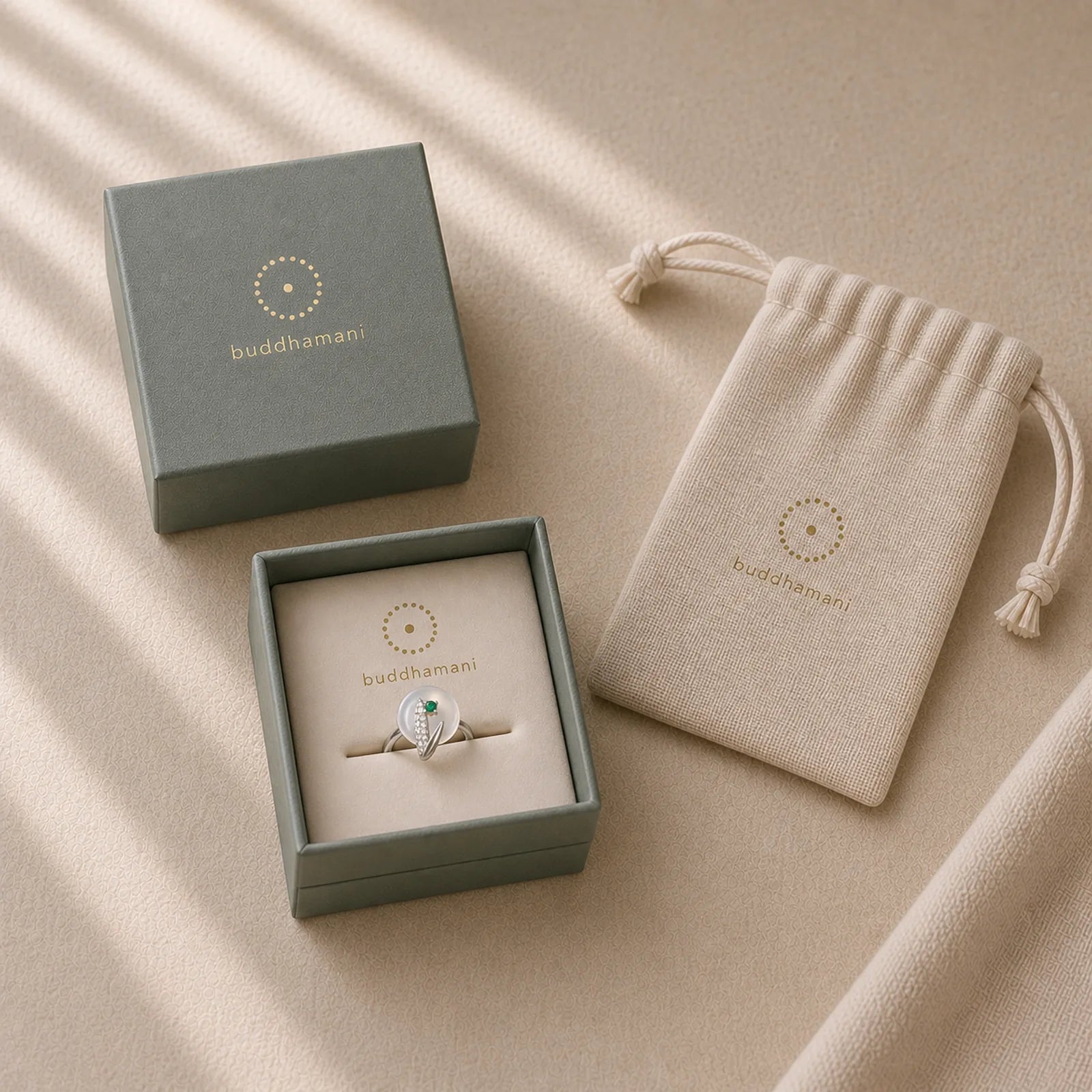 Chalcedony Bamboo Leaf Pattern Positive Adjustable Ring featuring Chalcedony, Bamboo, Copper