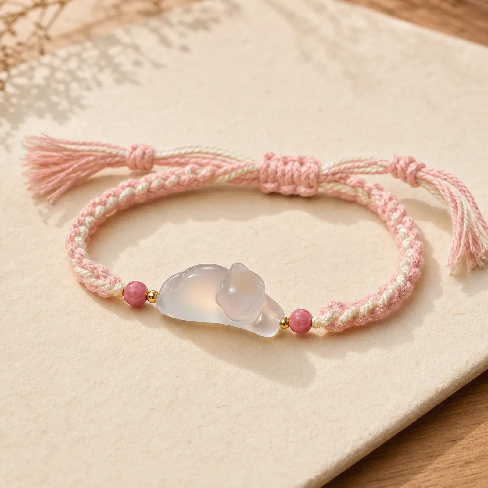Chalcedony Cat Positive Harmony Bracelet featuring Chalcedony