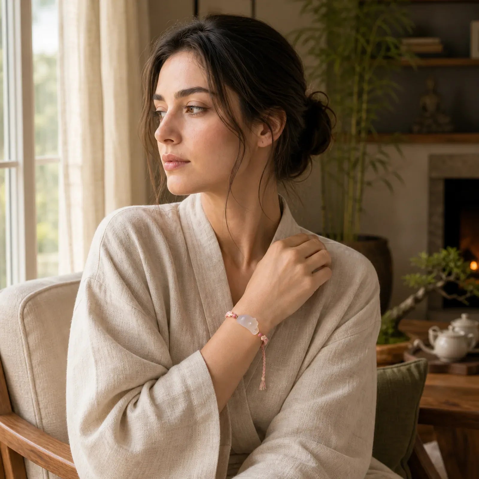 Chalcedony Cat Positive Harmony Bracelet featuring Chalcedony