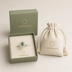 Chalcedony Flower Green Zircon Positive Ring featuring Chalcedony
