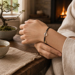 Chalcedony Round Peace Buckle Positive String Bracelet featuring Chalcedony, Peace Buckle, Copper