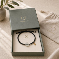 Chalcedony Round Peace Buckle Positive String Bracelet featuring Chalcedony, Peace Buckle, Copper
