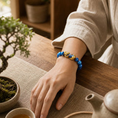 "Cheers to Fortune and Protection" PiXiu Bracelet Includes Gift Message Card featuring Pixiu, Colorful Sea Willow, Copper