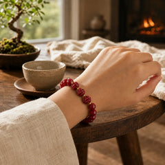 Chinese Zodiac Cinnabar Keep Away Evil Spirits Blessing Bracelet featuring Cinnabar, Dragon, Horse