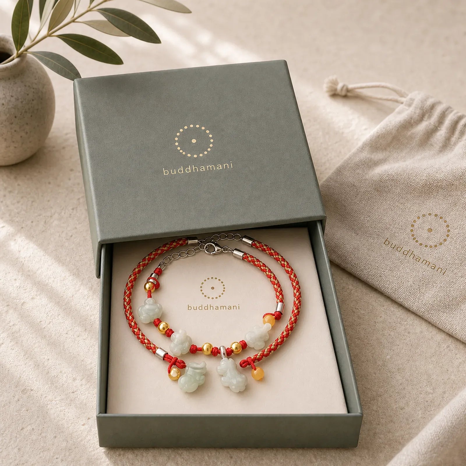 Chinese Zodiac Jade Prosperity Red String Bracelet Anklet featuring Jade, Red String, Dragon