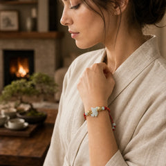 Chinese Zodiac Jade Silver Beads Year Of The Horse Red String Luck Bracelet featuring Jade, Silver, Horse