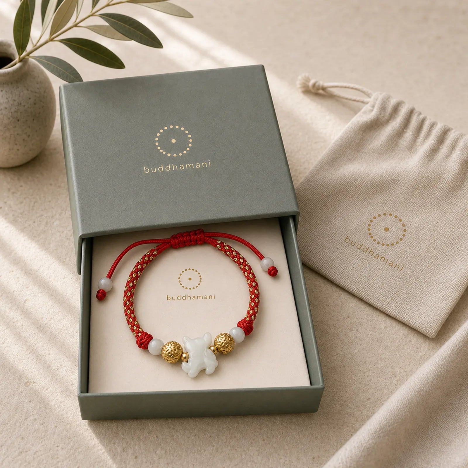 Chinese Zodiac Jade Silver Beads Year Of The Horse Red String Luck Bracelet featuring Jade, Silver, Horse