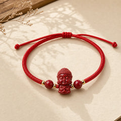 Chinese Zodiac Natal Buddha Cinnabar Amulet Blessing String Bracelet featuring Cinnabar, Dragon, Horse