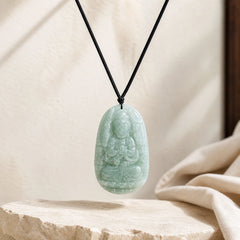 Chinese Zodiac Natal Buddha Jade Wealth Prosperity Necklace Pendant featuring Jade, Dragon, Horse