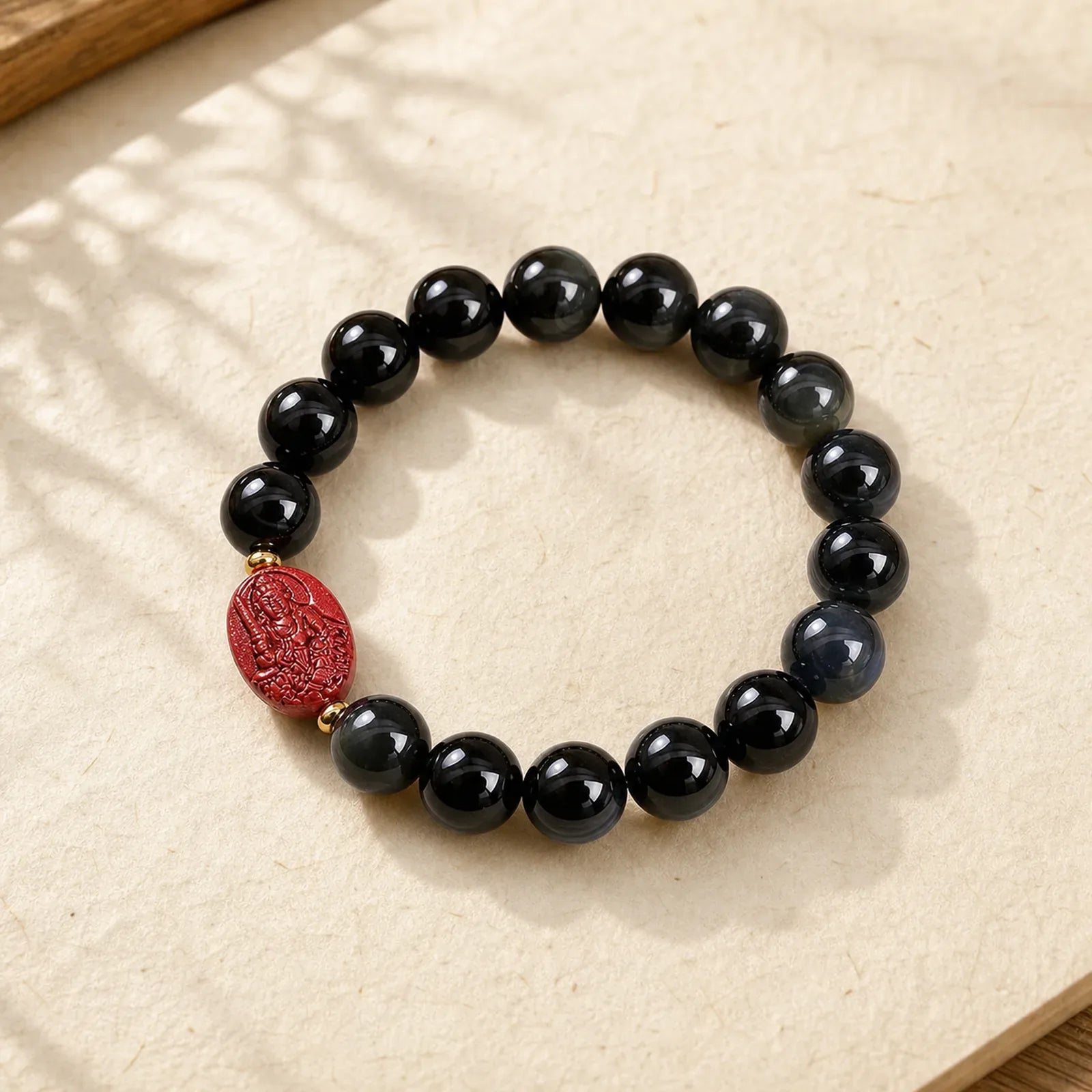 Chinese Zodiac Natal Buddha Natural Black Obsidian Cinnabar Purification Bracelet (Extra 35% Off | USE CODE: FS35) featuring Black Obsidian, Cinnabar, Dragon