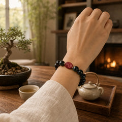 Chinese Zodiac Natal Buddha Natural Black Obsidian Cinnabar Purification Bracelet (Extra 35% Off | USE CODE: FS35) featuring Black Obsidian, Cinnabar, Dragon
