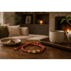 Chinese Zodiac Natal Buddha Silver Luck Braided String Bracelet featuring Silver, Dragon, Horse