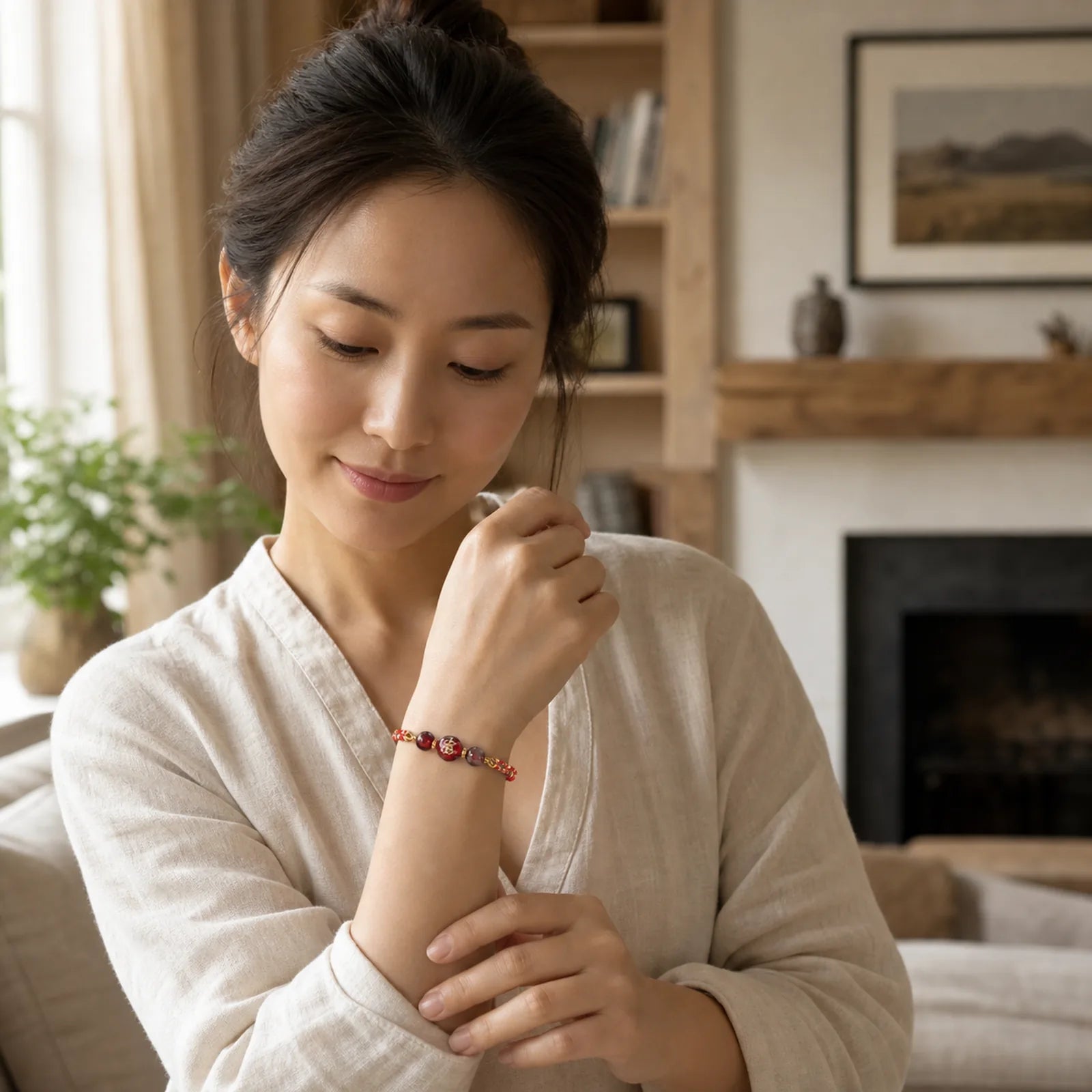 Chinese Zodiac Natal Buddha Small Leaf Red Sandalwood Red String Protection Bracelet featuring Small Leaf Red Sandalwood, Red Sandalwood, Sandalwood