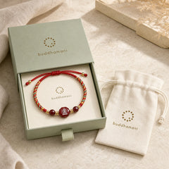 Chinese Zodiac Natal Buddha Small Leaf Red Sandalwood Red String Protection Bracelet featuring Small Leaf Red Sandalwood, Red Sandalwood, Sandalwood