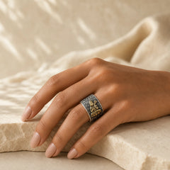 Chinese Zodiac Natal Buddha Wealth Luck Adjustable Ring featuring Dragon, Horse, Copper