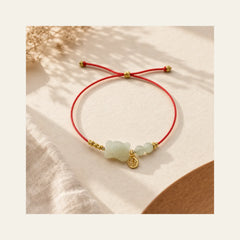 Chinese Zodiac Tiger Jade Prosperity Red String Bracelet featuring Jade, Red String, Dragon