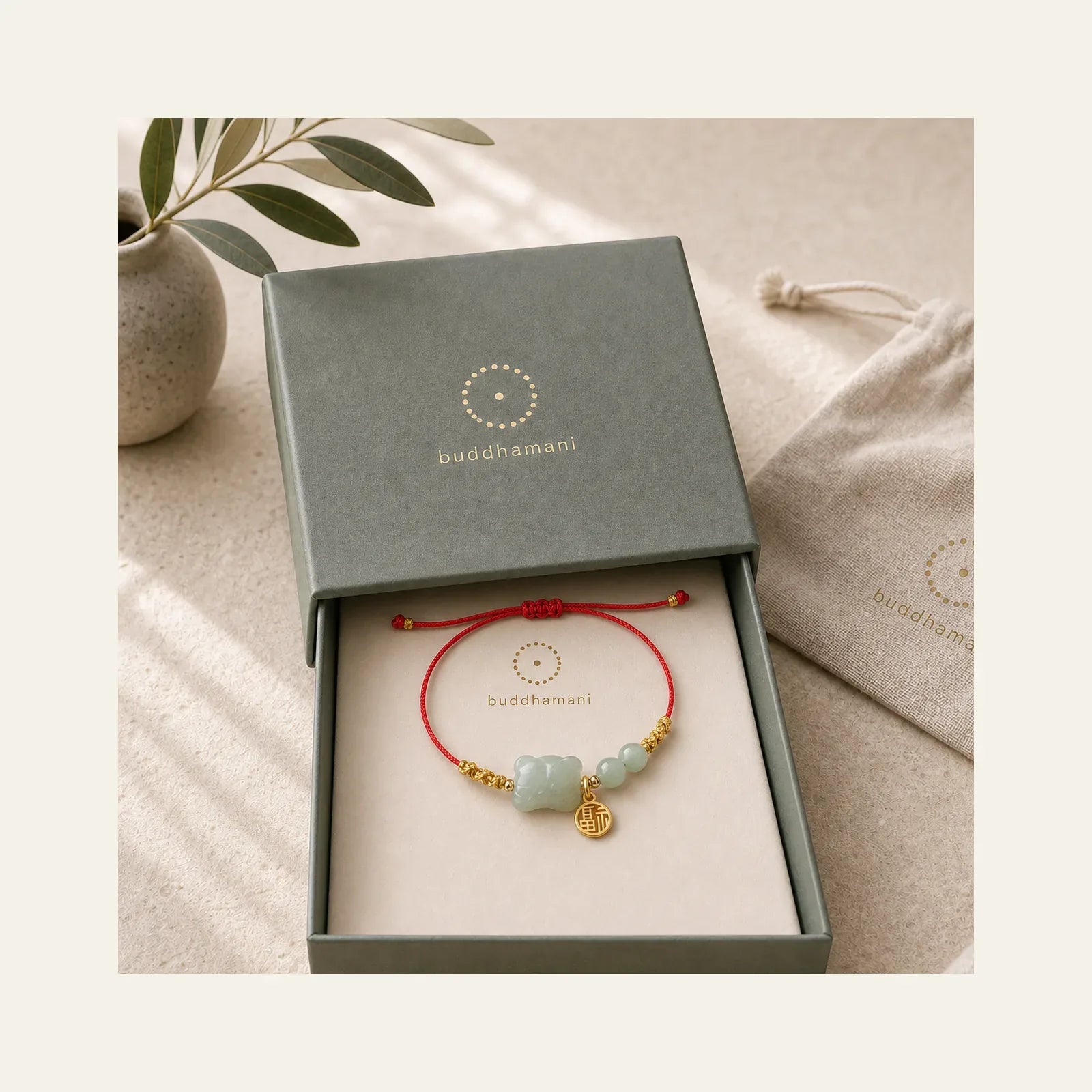 Chinese Zodiac Tiger Jade Prosperity Red String Bracelet featuring Jade, Red String, Dragon