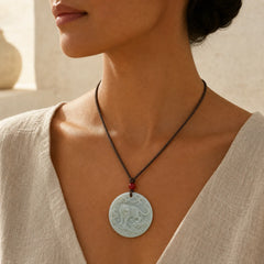 Chinese Zodiac Tiger Jade Protection Necklace String Pendant featuring Jade, Dragon, Horse