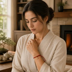 Chinese Zodiac Year of the Horse Red String Luck Braided Bracelet featuring Horse, Red String, Copper