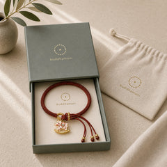 Chinese Zodiac Year of the Horse Red String Luck Braided Bracelet featuring Horse, Red String, Copper