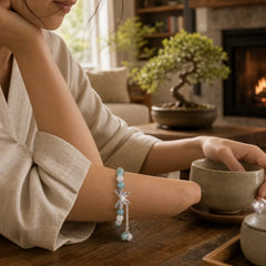 Chrysoberyl Cat's Eye Chalcedony Butterfly Love Bracelet featuring Cat's Eye / Chrysoberyl, Chalcedony, Butterfly