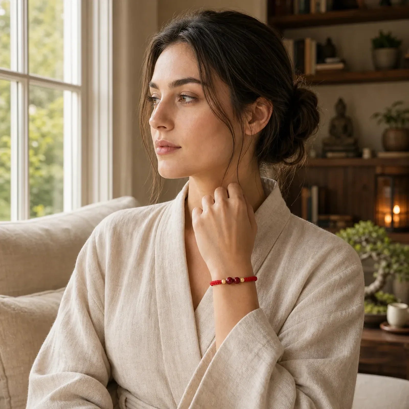 Cinnabar Blessing Red String Bracelet For Kids featuring Cinnabar, Red String