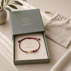Cinnabar Blessing Red String Golden Infinity Symbol Bracelet Anklet featuring Cinnabar, Red String, Copper