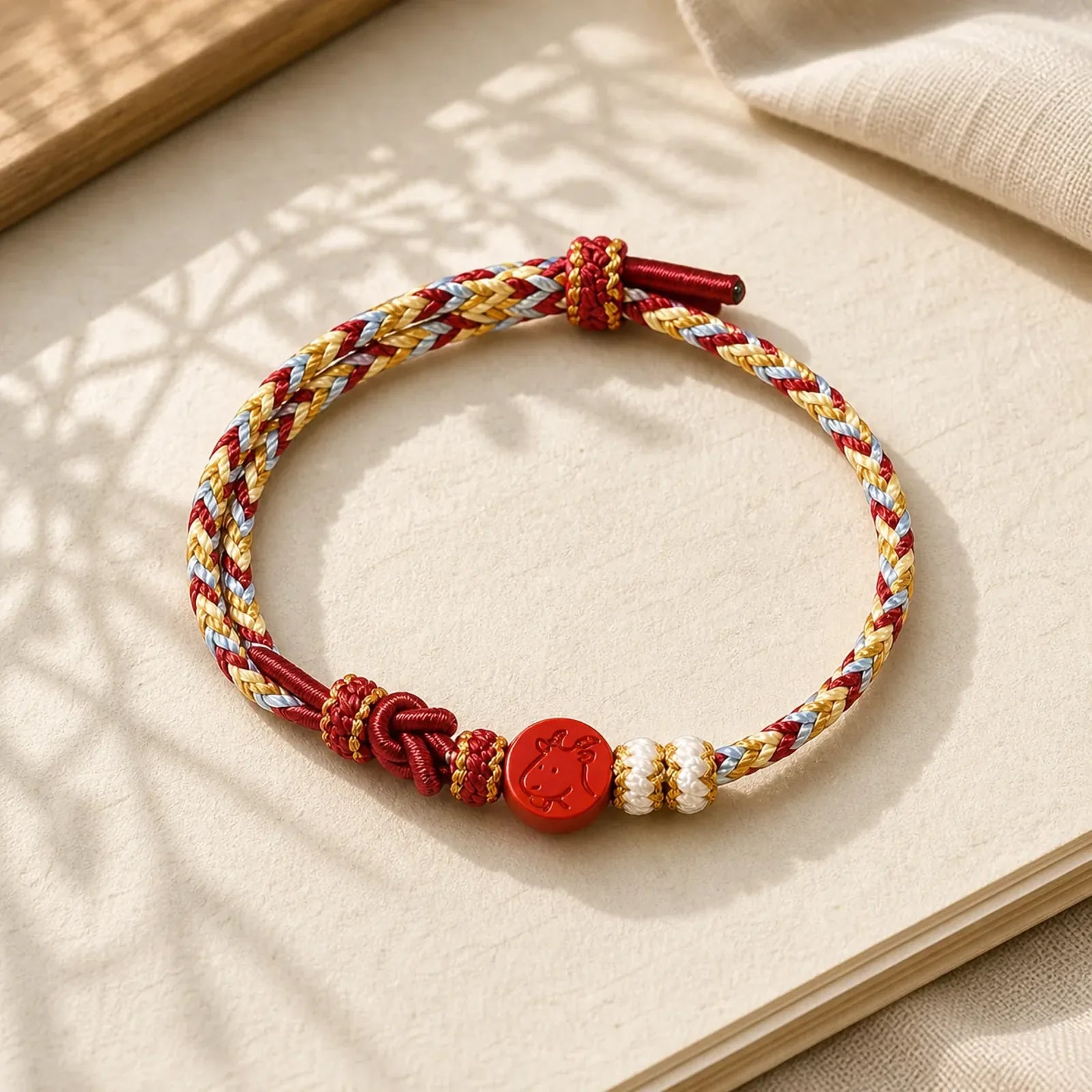 Cinnabar Chinese Zodiac Concentration Hand-Woven Red String Bracelet featuring Cinnabar, Red String, Dragon