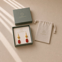 Cinnabar Copper Filigree Blessing Drop Earrings featuring Cinnabar, Copper