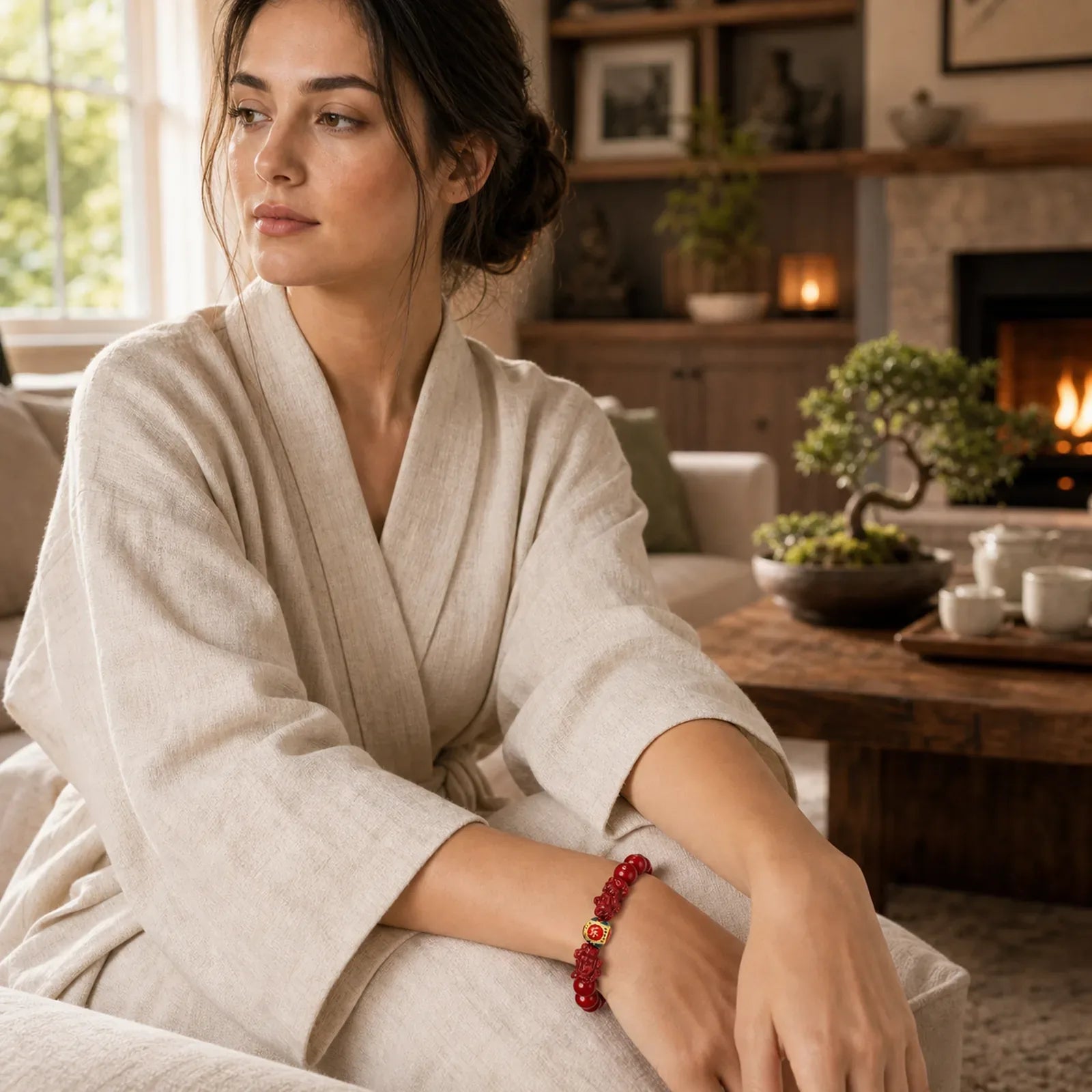 Cinnabar Double PIXIU Keep Away Evil Spirits Bracelet featuring Cinnabar, Pixiu