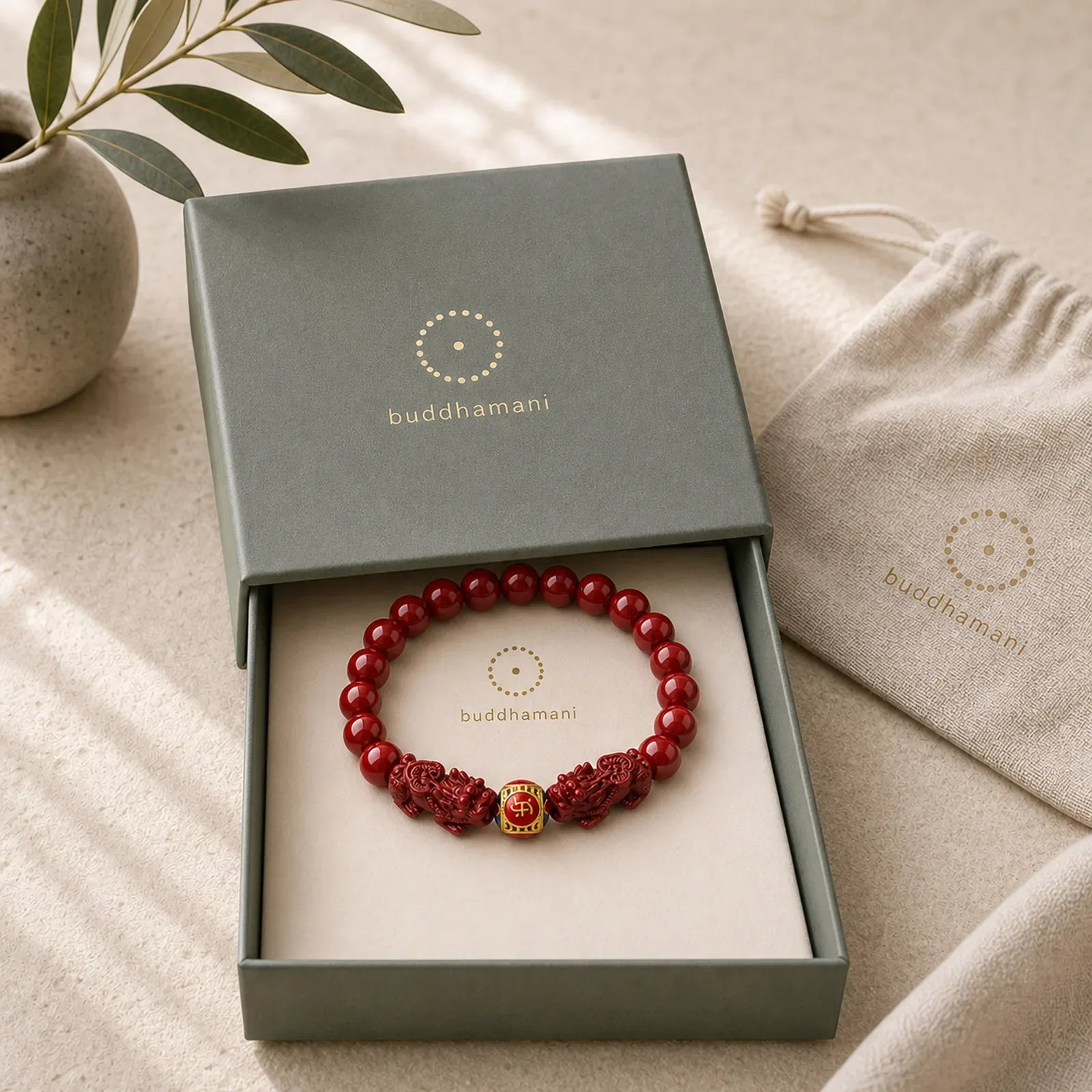 Cinnabar Double PIXIU Keep Away Evil Spirits Bracelet featuring Cinnabar, Pixiu