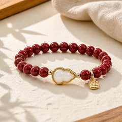 Cinnabar Gourd Fu Character Charm Blessing Bracelet featuring Cinnabar, Fu Character, Jade