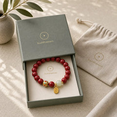 Cinnabar Green Aventurine Fortune Protection Charm Bracelet featuring Cinnabar, Green Aventurine