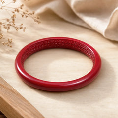 Cinnabar Heart Sutra Engraving Blessing Bangle Bracelet featuring Cinnabar, Jade