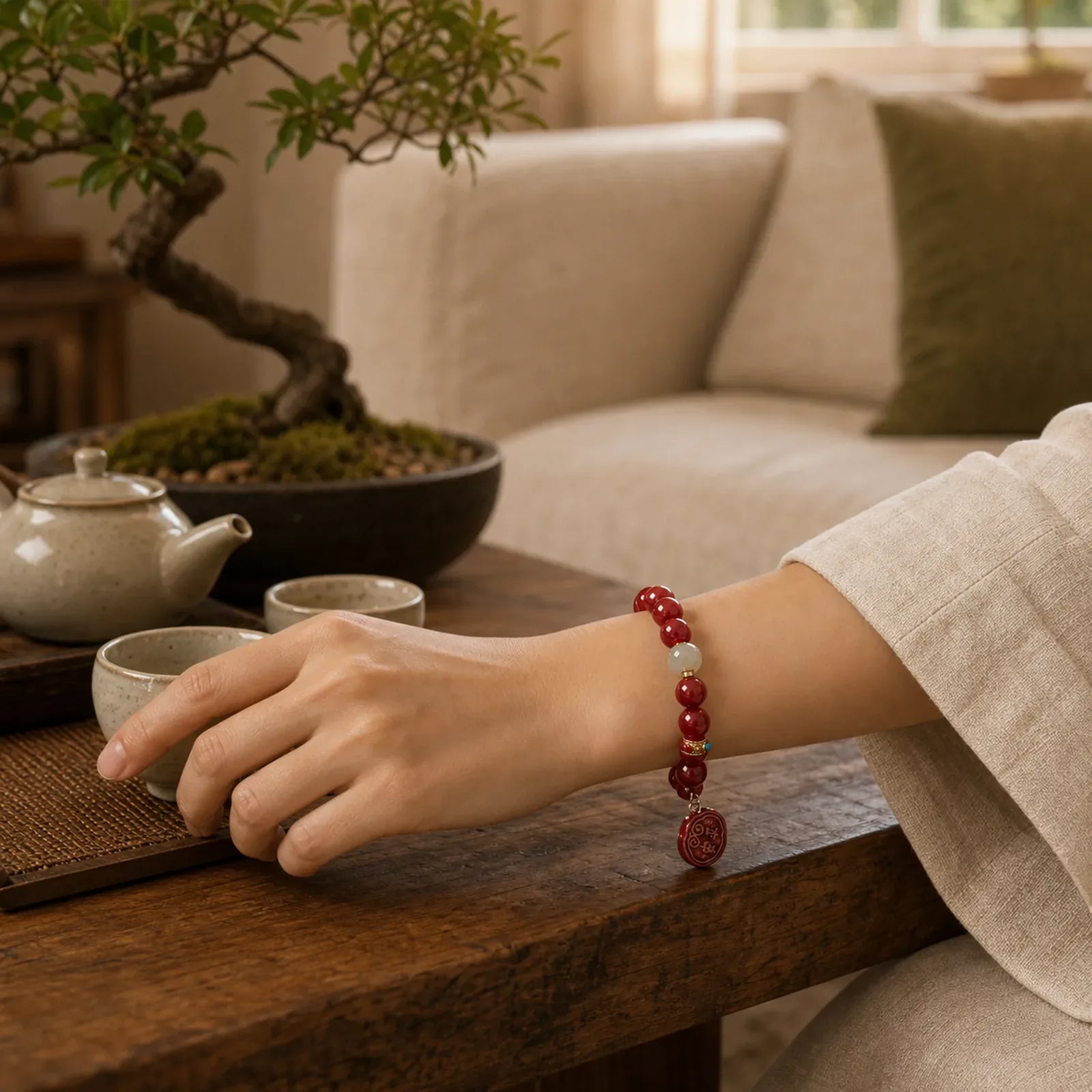 Cinnabar Jade Healing Protection Charm Bracelet (Extra 35% Off | USE CODE: FS35) featuring Cinnabar, Jade, Copper