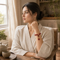 Cinnabar Lotus Blessing Charm Bracelet featuring Cinnabar, Lotus, Lotus Symbol