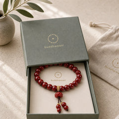 Cinnabar Lotus Blessing Charm Bracelet featuring Cinnabar, Lotus, Lotus Symbol
