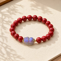 Cinnabar Moonstone PiXiu Blessing Bracelet featuring Cinnabar, Moonstone, Pixiu